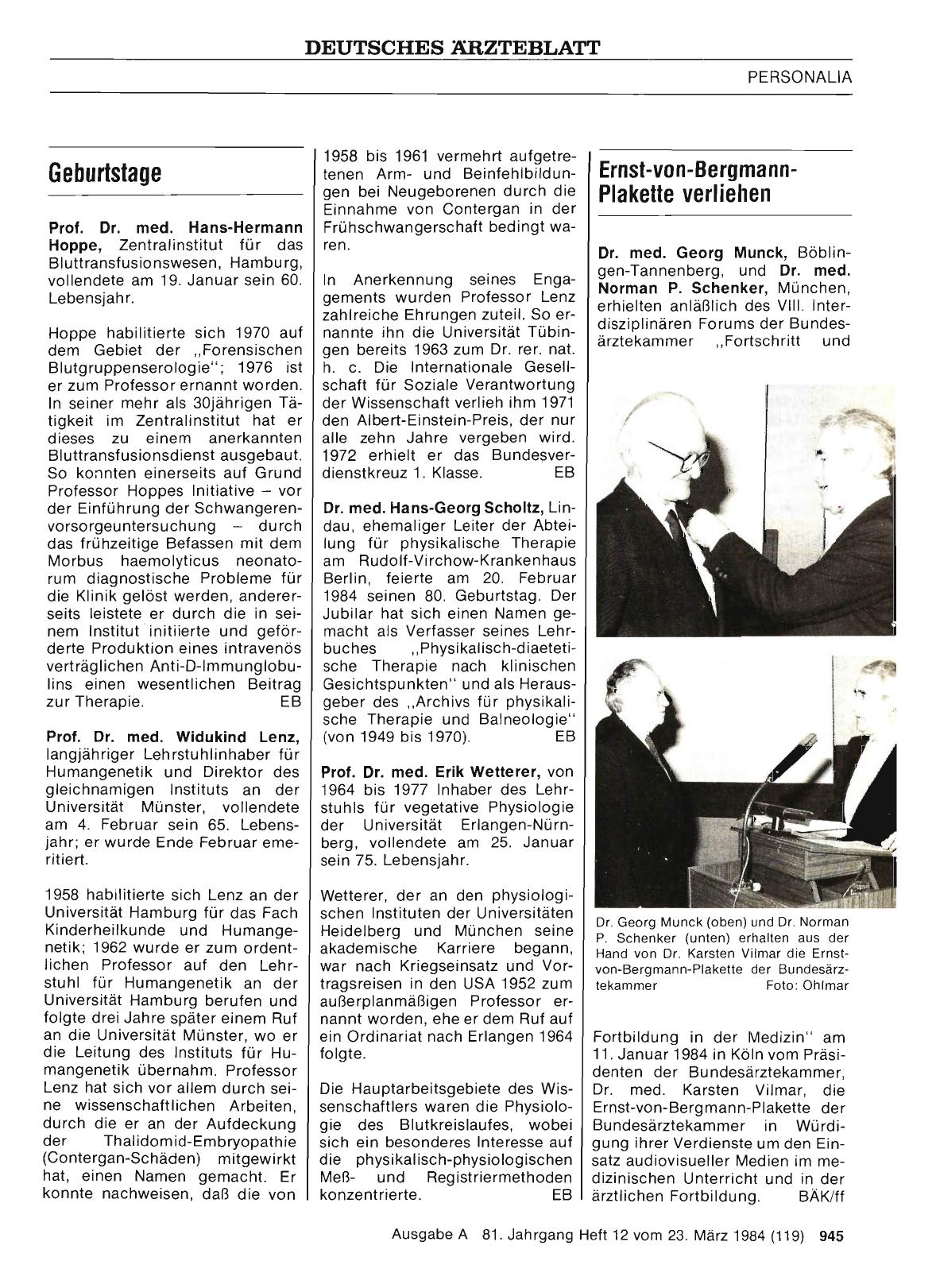 Vorschauseite 1: Ernst-von-Bergmann-Plakette verliehen