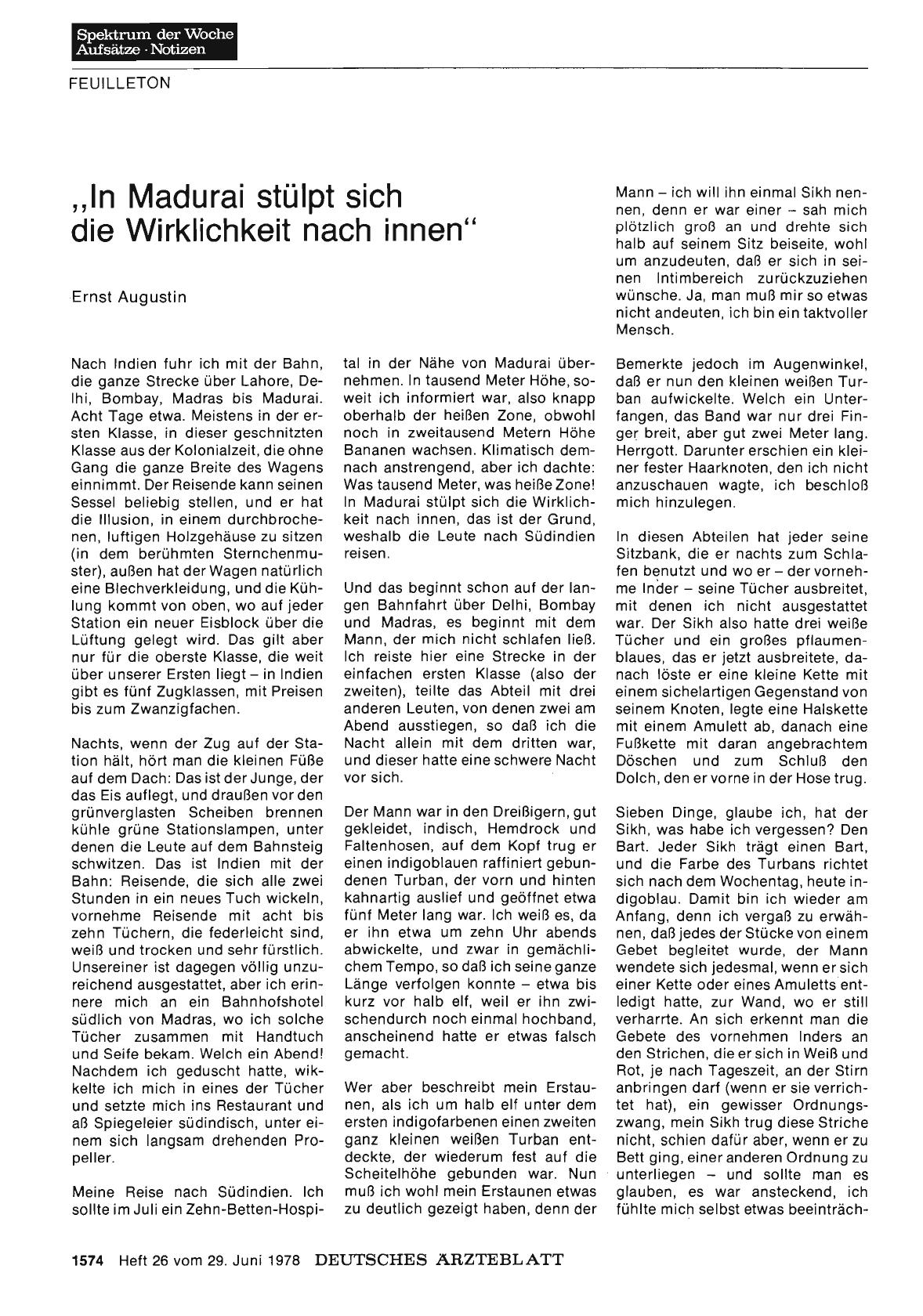 Vorschauseite 1: „In Madurai stülpt sich die Wirklichkeit nach innen“