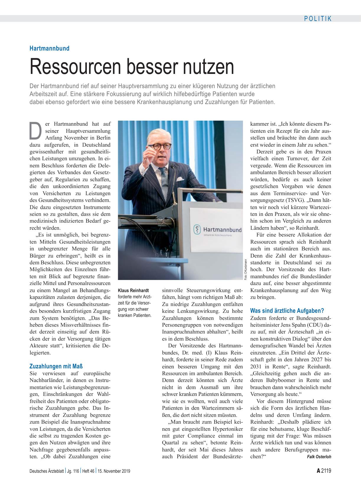 Vorschauseite 1: Hartmannbund: Ressourcen besser nutzen