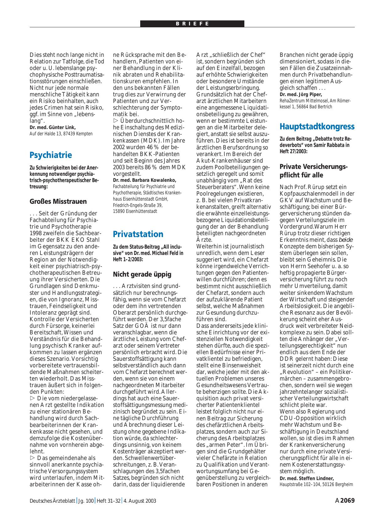 Vorschauseite 1: Privatstation: Nicht gerade üppig