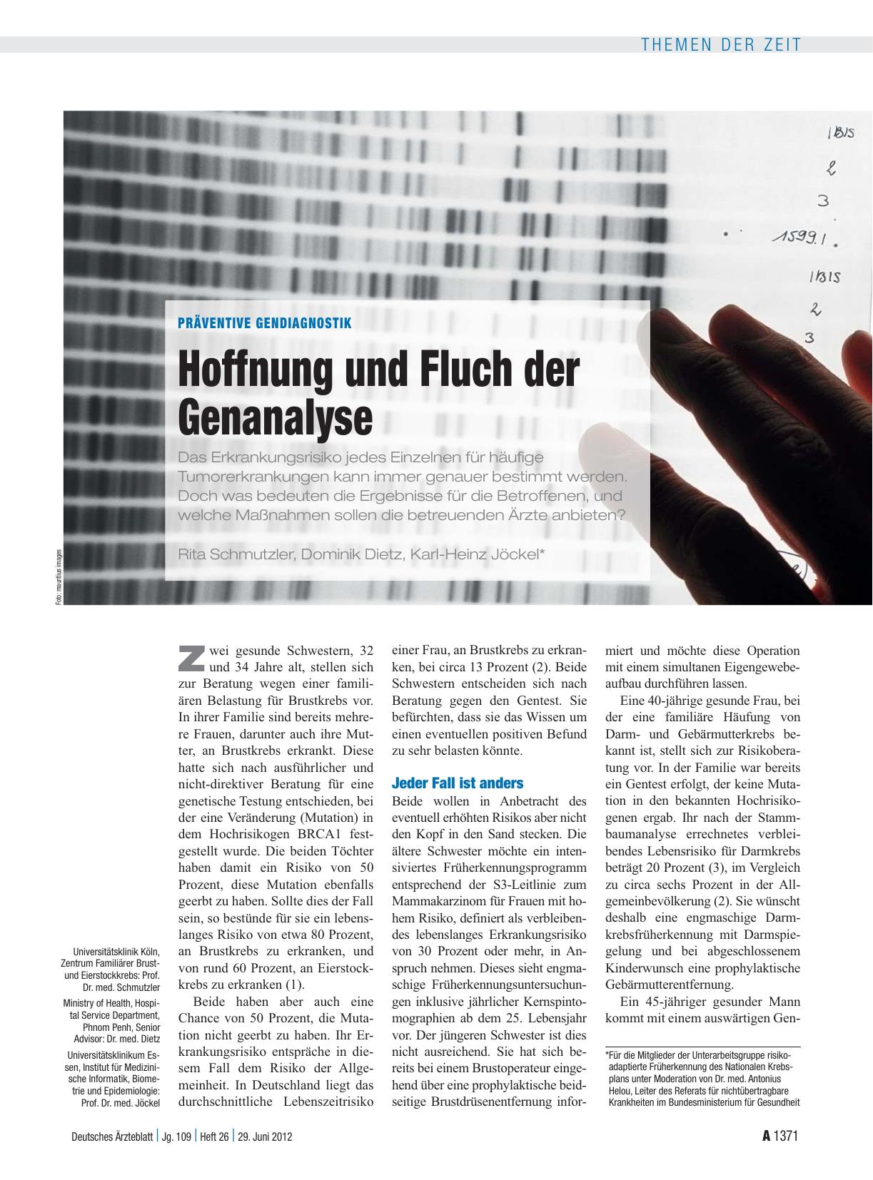 Vorschauseite 1: Präventive Gendiagnostik: Hoffnung und Fluch der Genanalyse