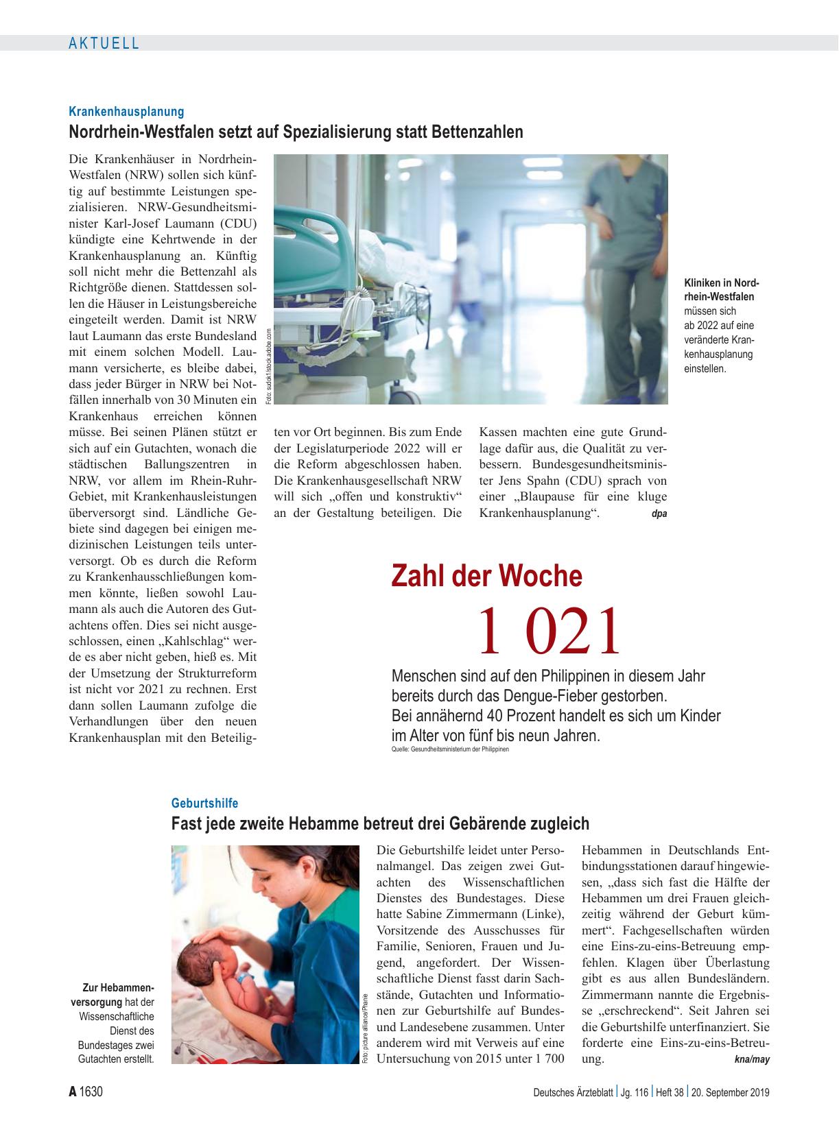 Vorschauseite 1: Krankenhausplanung: Nordrhein-Westfalen setzt auf Spezialisierung statt Bettenzahlen