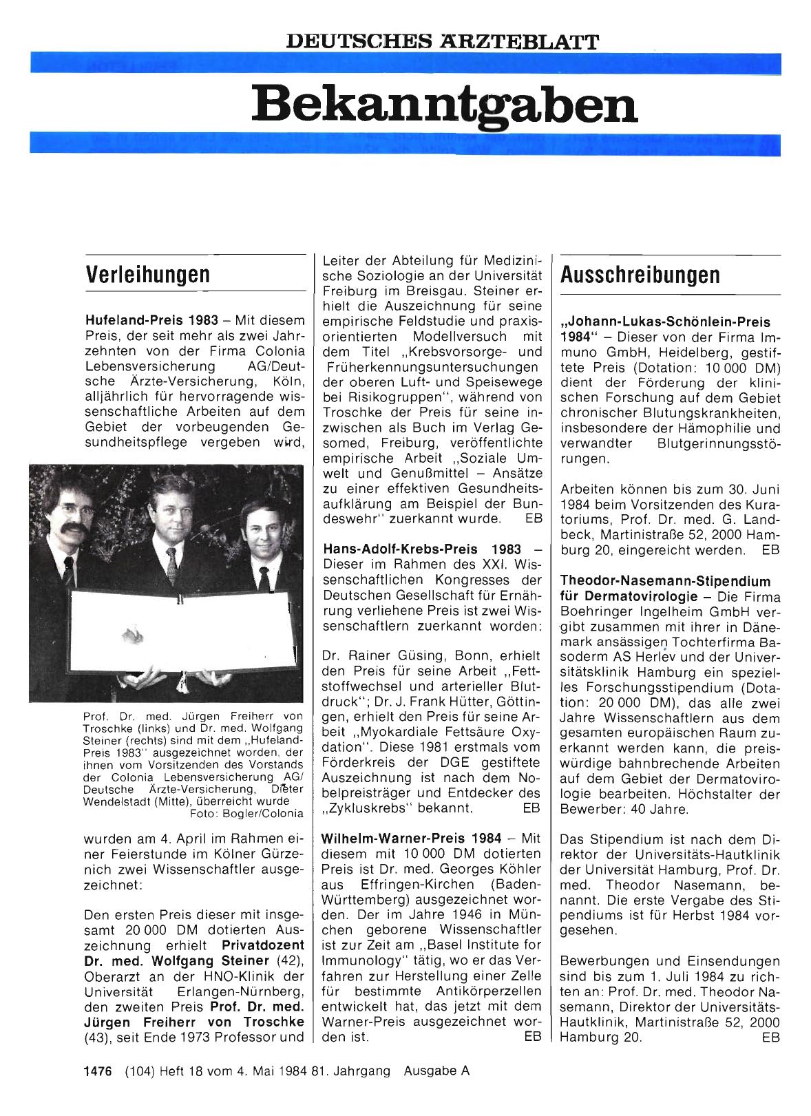 Vorschauseite 1: Verleihungen