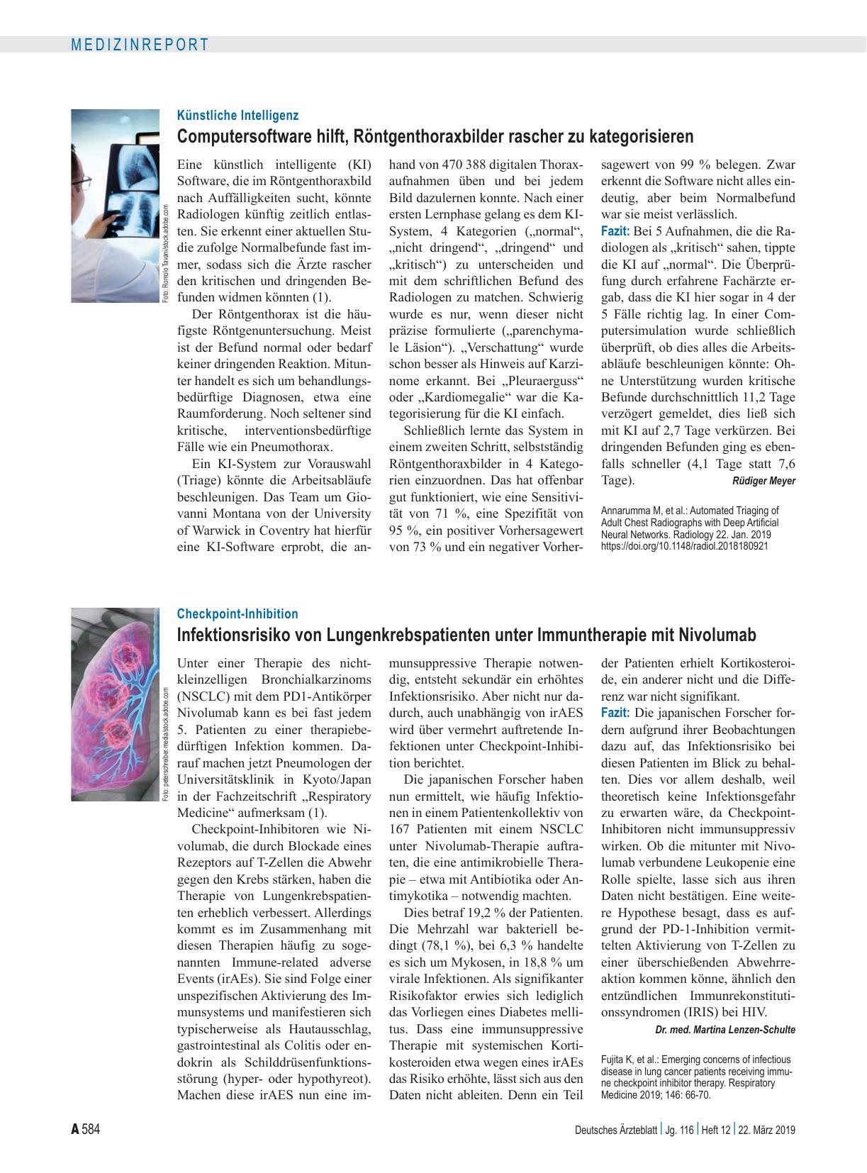Vorschauseite 1: Checkpoint-Inhibition: Infektionsrisiko von Lungenkrebspatienten unter Immuntherapie mit Nivolumab