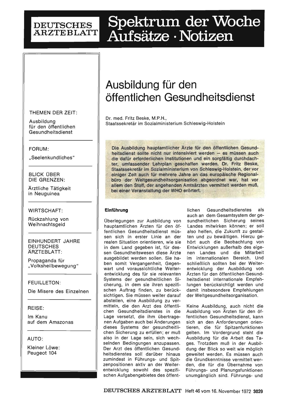Vorschauseite 1: Ausbildung für den öffentlichen Gesundheitsdienst