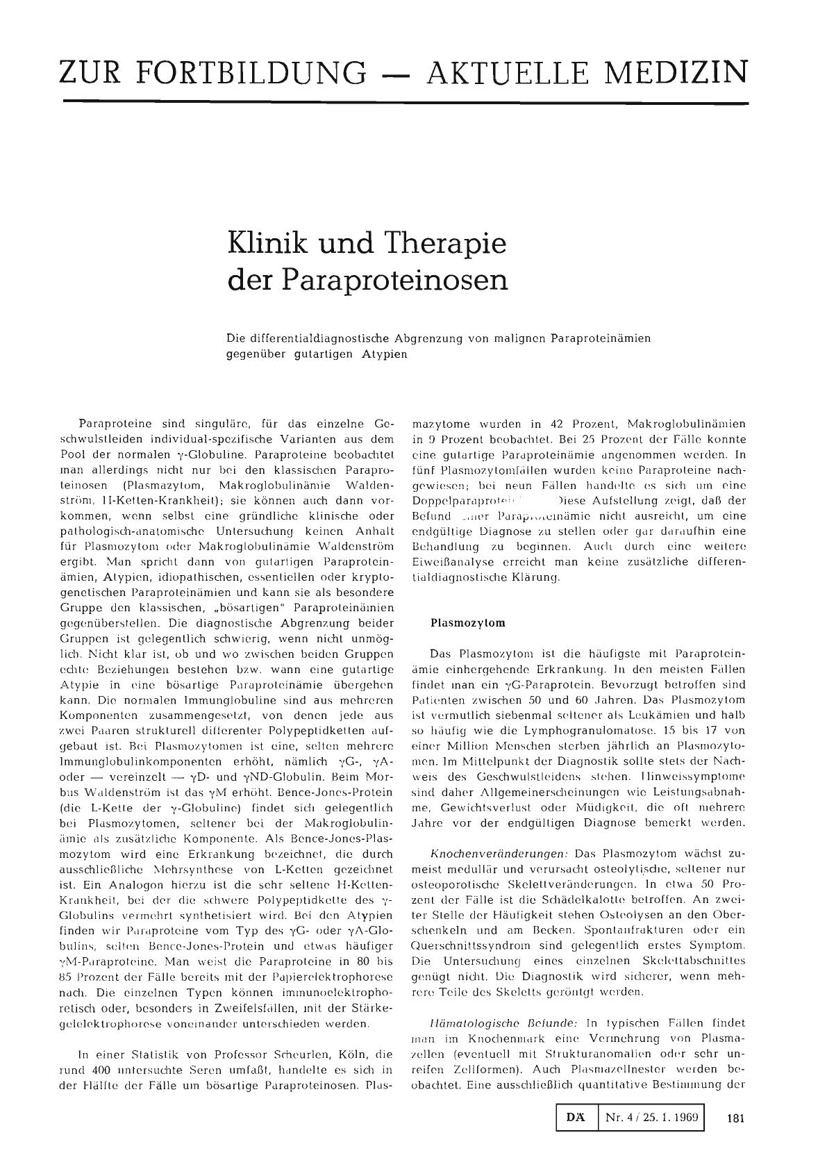 Vorschauseite 1: Klinik und Therapie der Paraproteinosen