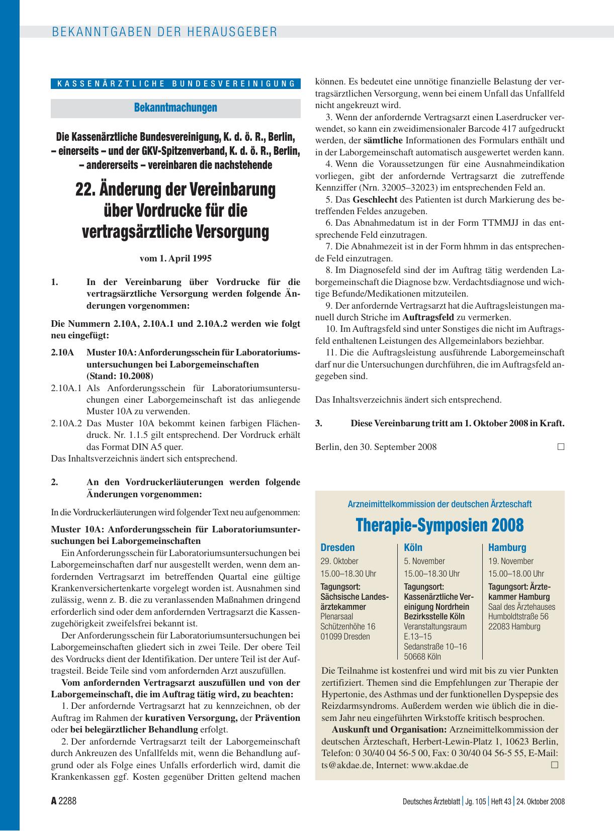 Vorschauseite 1: Arzneimittelkommission der deutschen Ärzteschaft: Therapie-Symposien 2008