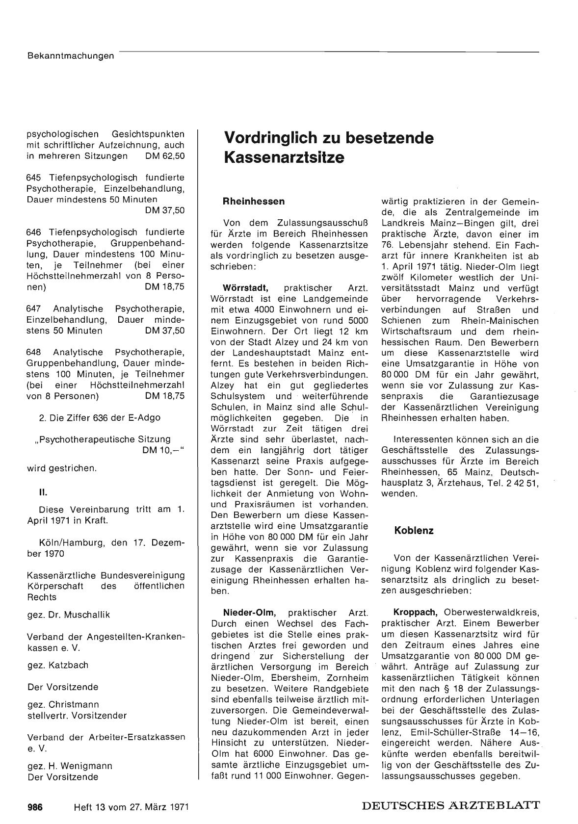 Vorschauseite 1: Vordringlich zu besetzende Kassenarztsitze