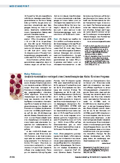 Vorschauseite 1: Morbus Waldenström: Ibrutinib-Kombination verringert ohne Chemotherapie das Risiko für einen Progress