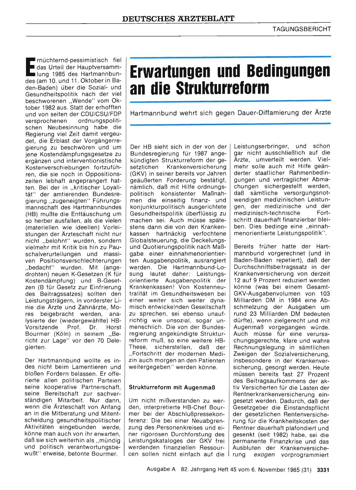 Vorschauseite 1: Erwartungen und Bedingungen an die Strukturreform: Hartmannbund wehrt sich gegen Dauer-Diffamierung der Ärzte