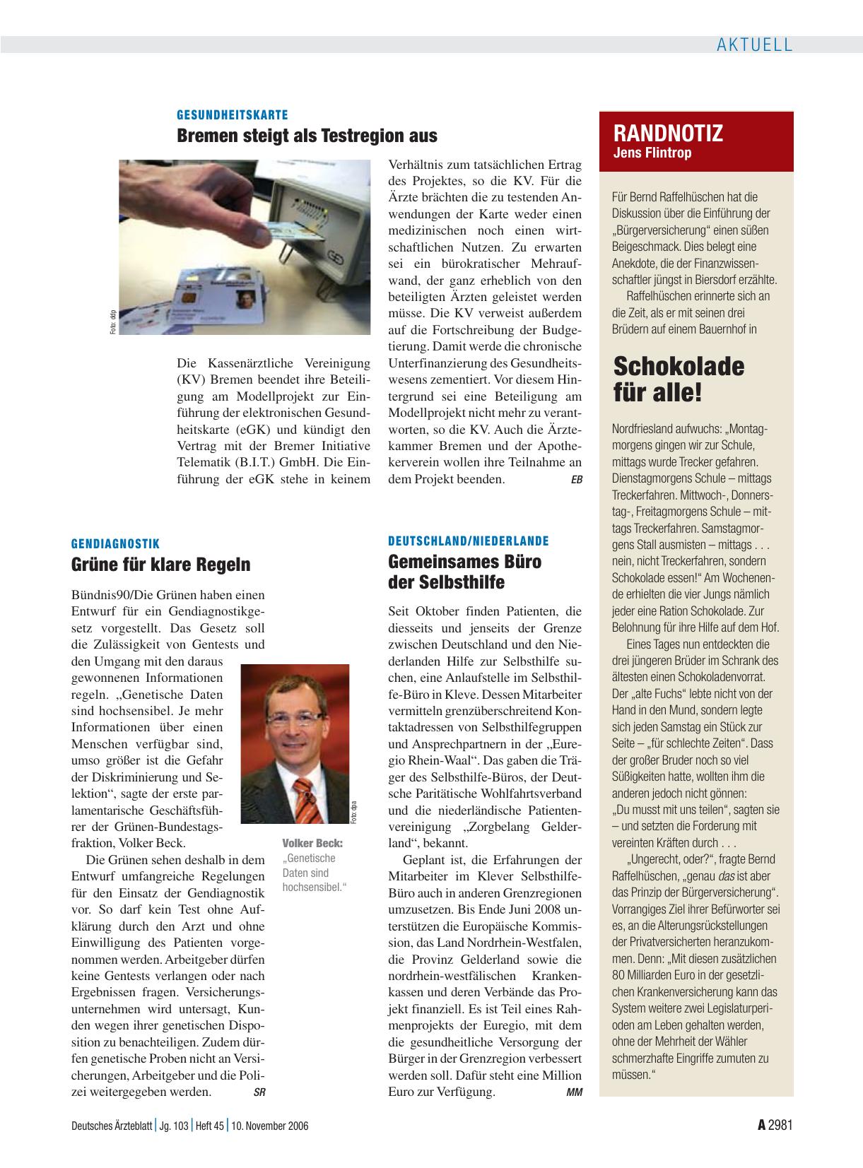 Vorschauseite 1: RANDNOTIZ: Schokolade für alle!