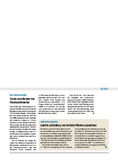 Vorschauseite 1: Medizinklimaindex: Leichte Aufhellung der wirtschaftlichen Aussichten