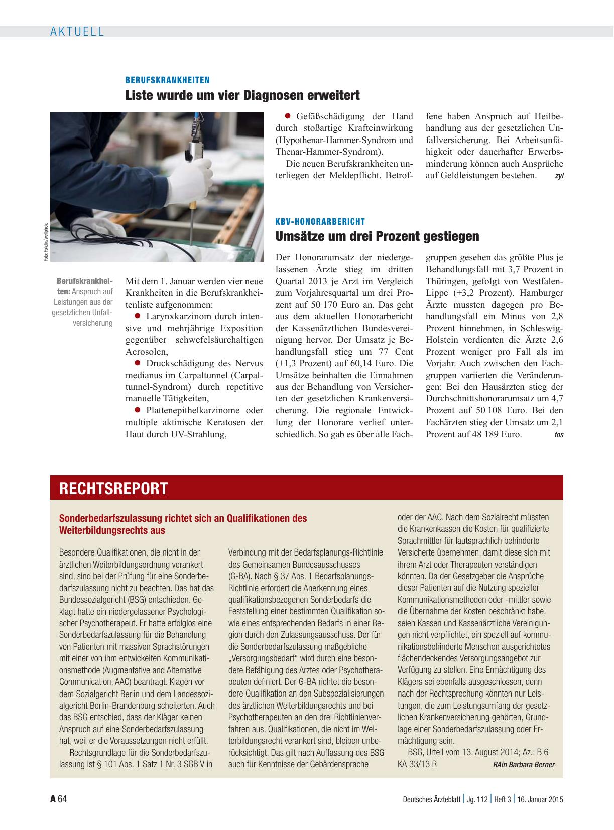 Vorschauseite 1: Sonderbedarfszulassung richtet sich an Qualifikationen des Weiterbildungsrechts aus