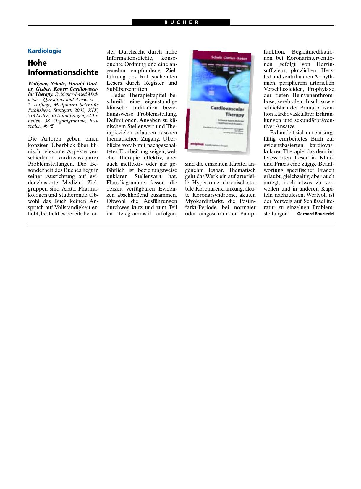 Vorschauseite 1: Cardiovascular Therapy. Evidence-based Medicine – Questions and Answers