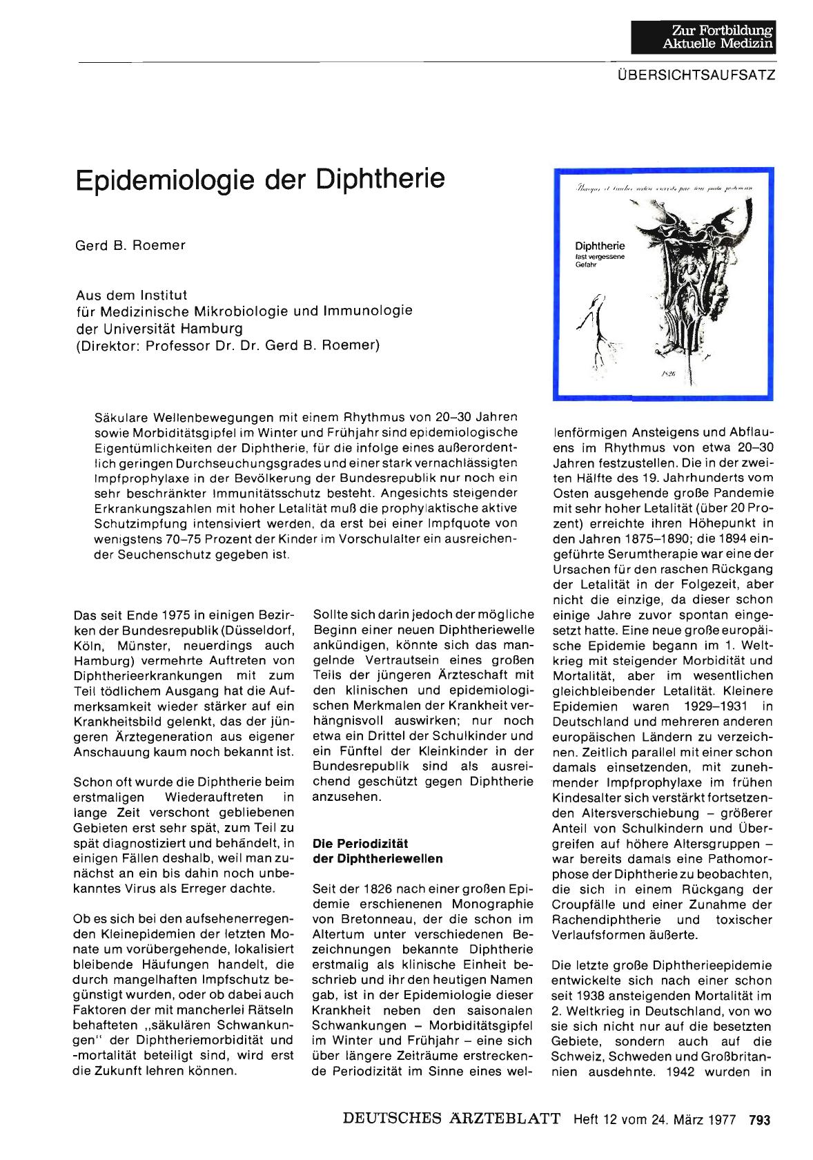 Vorschauseite 1: Epidemiologie der Diphtherie
