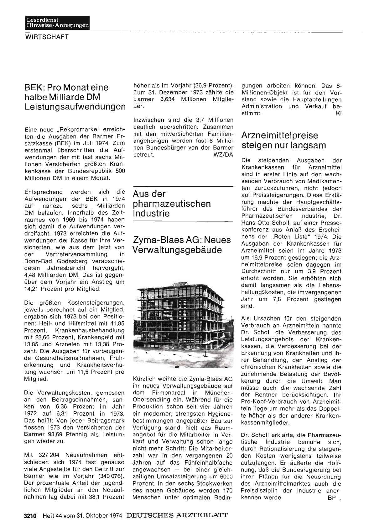 Vorschauseite 1: BEK: Pro Monat eine halbe Milliarde DM Leistungsaufwendungen