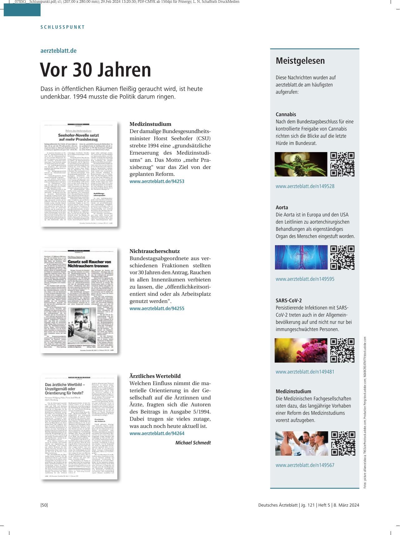 Vorschauseite 1: aerzteblatt.de: Vor 30 Jahren