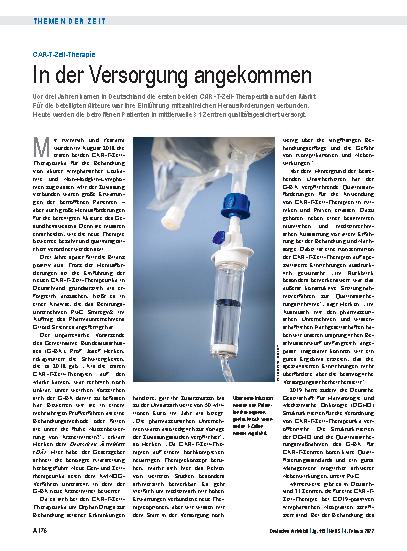 Vorschauseite 1: CAR-T-Zell-Therapie: In der Versorgung angekommen