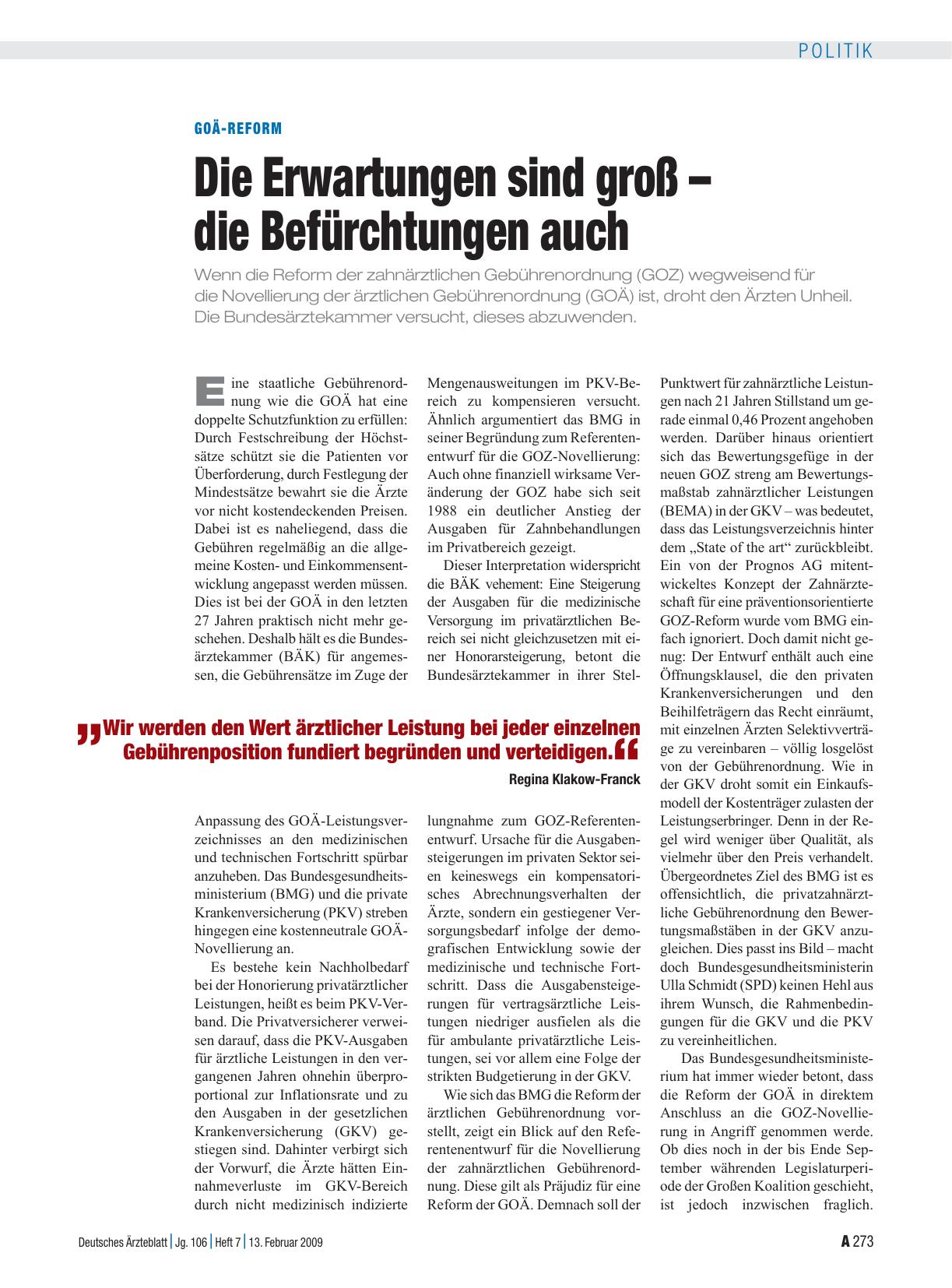 Vorschauseite 1: GOÄ-Reform: Die Erwartungen sind groß – die Befürchtungen auch