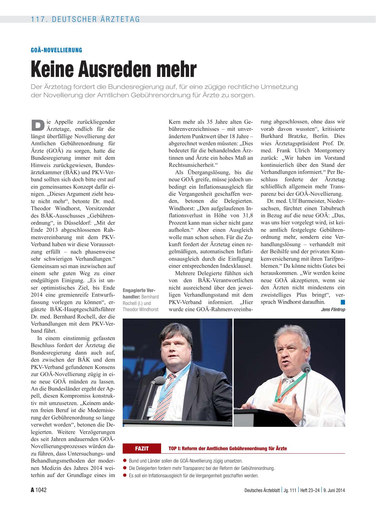 Vorschauseite 1: GOÄ-Novellierung: Keine Ausreden mehr