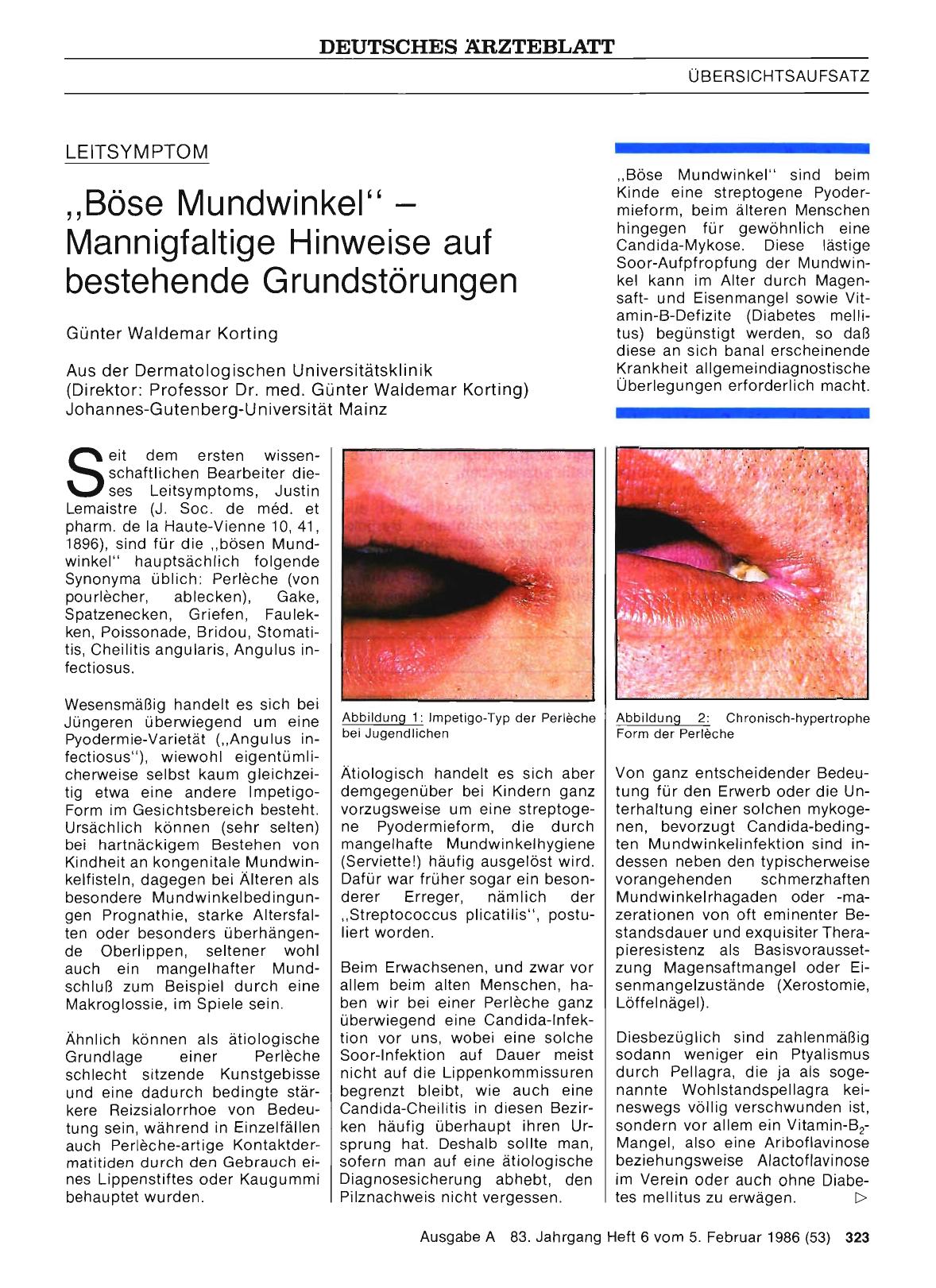 Vorschauseite 1: „Böse Mundwinkel“ — Mannigfaltige Hinweise auf bestehende Grundstörungen