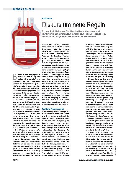 Vorschauseite 1: Blutspende: Diskurs um neue Regeln