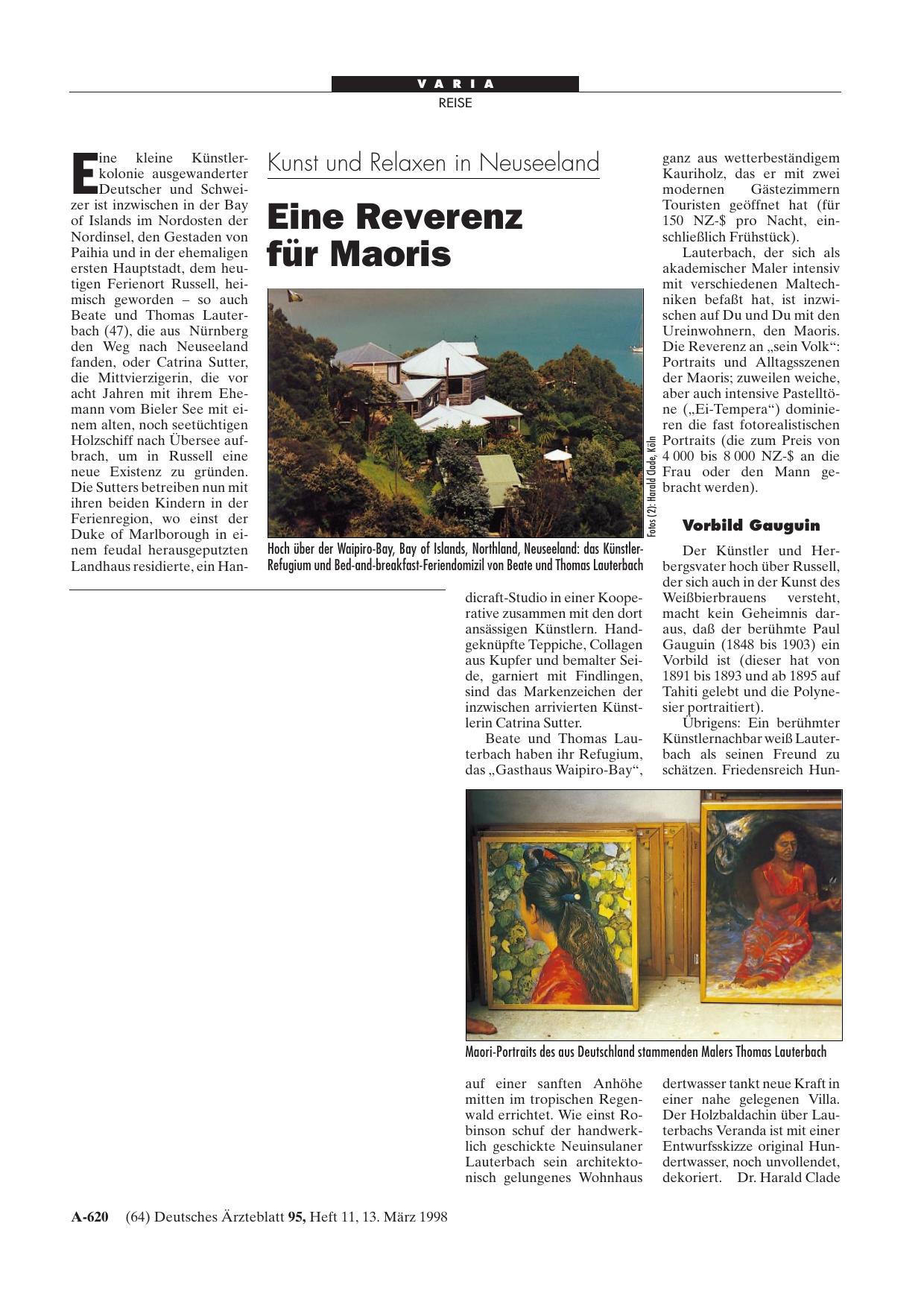Vorschauseite 1: Kunst und Relaxen in Neuseeland: Eine Reverenz für Maoris