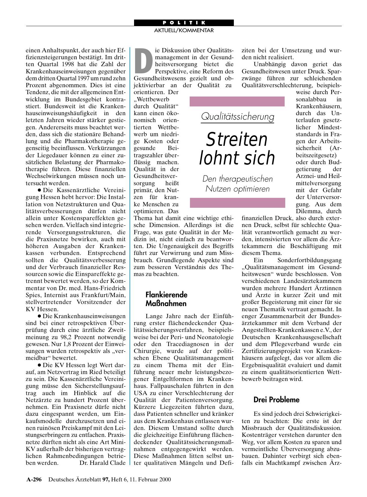 Vorschauseite 1: Qualitätssicherung: Streiten lohnt sich