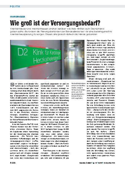 Vorschauseite 1: Krankenhäuser: Wie groß ist der Versorgungsbedarf?
