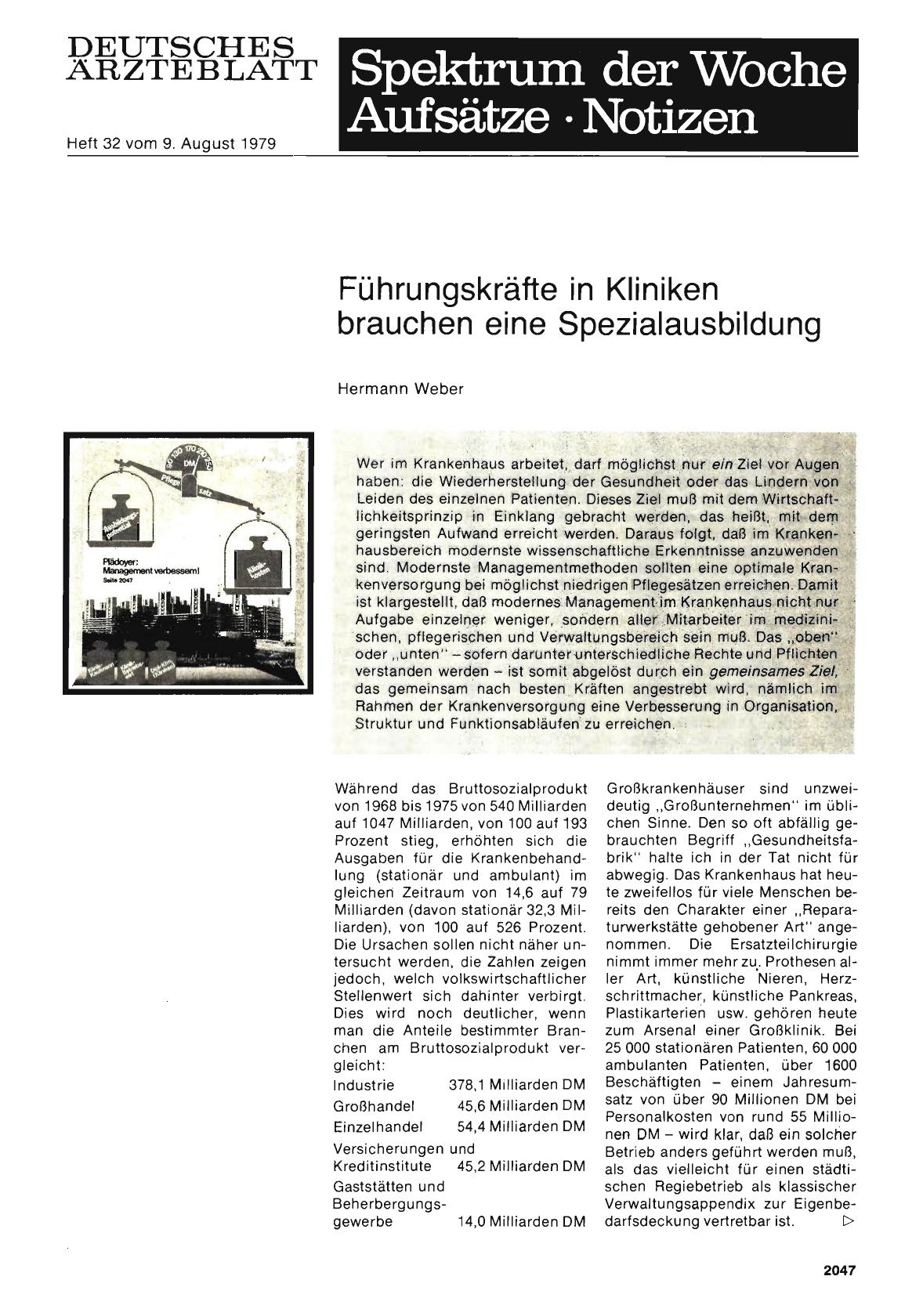 Vorschauseite 1: Führungskräfte in Kliniken brauchen eine Spezialausbildung
