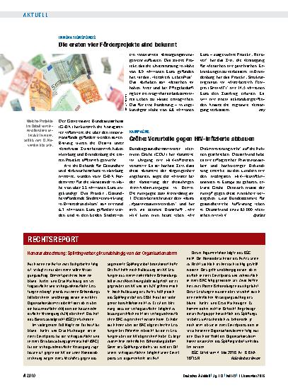Vorschauseite 1: Innovationsfonds: Die ersten vier Förderprojekte sind bekannt