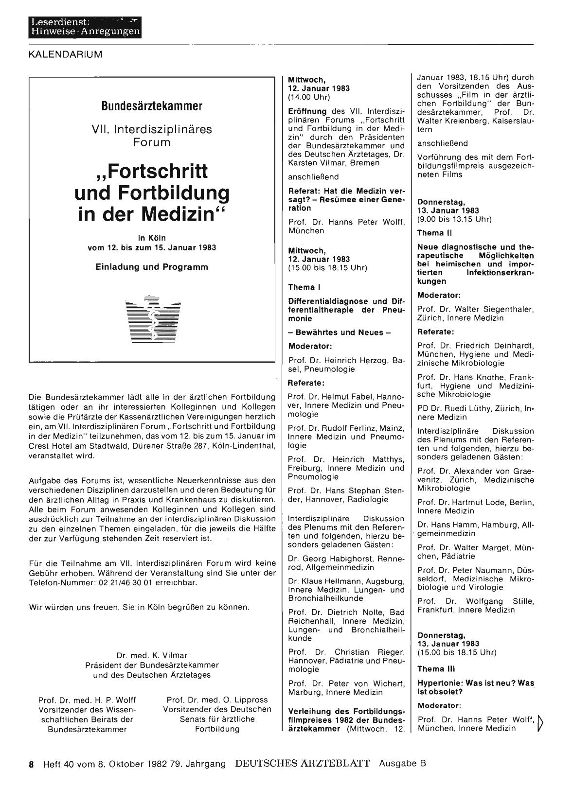 Vorschauseite 1: Bundesärztekammer VII. Interdisziplinäres Forum „Fortschritt und Fortbildung in der Medizin“