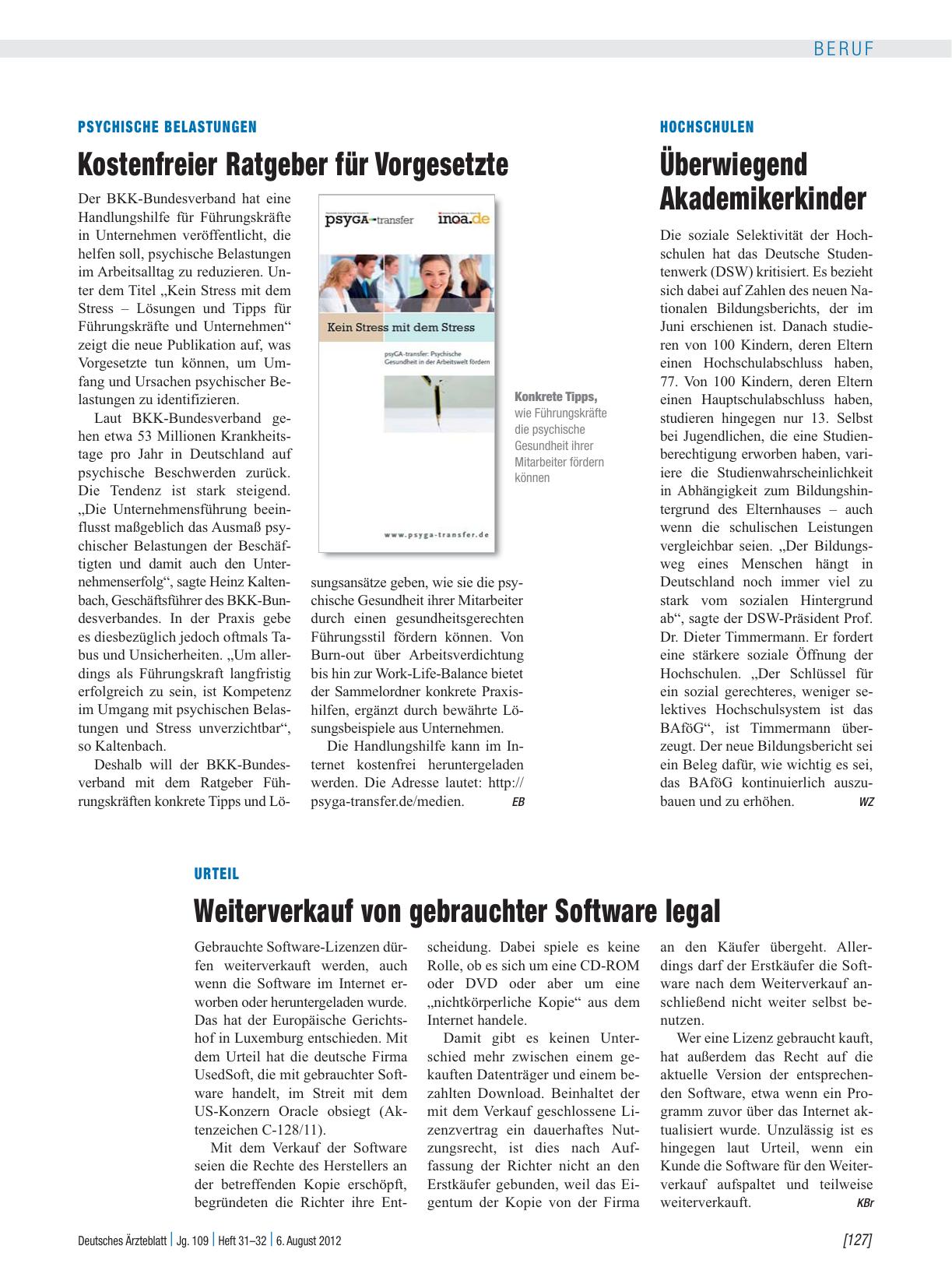 Vorschauseite 1: Psychische Belastungen: Kostenfreier Ratgeber für Vorgesetzte
