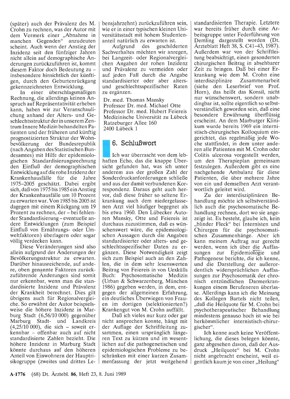 Vorschauseite 1: Morbus Crohn: 6. Schlußwort