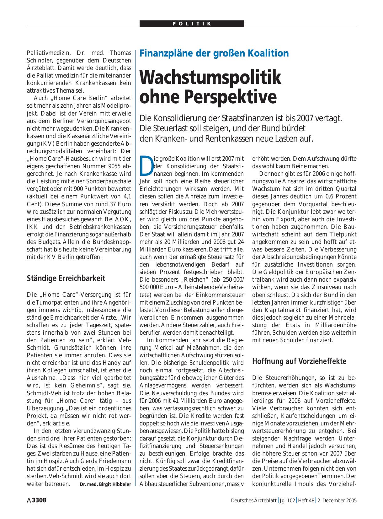 Vorschauseite 1: Finanzpläne der großen Koalition: Wachstumspolitik ohne Perspektive