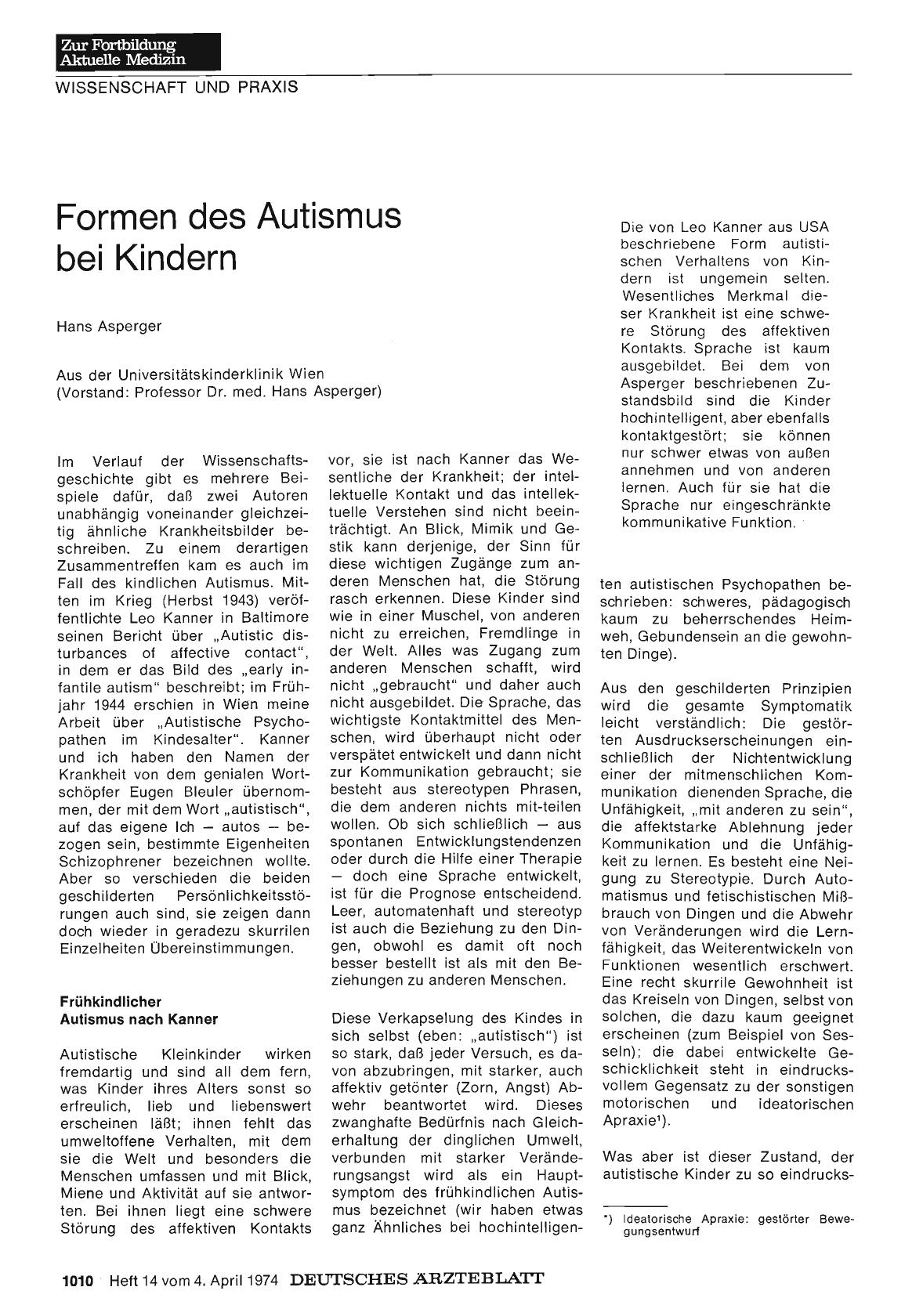 Vorschauseite 1: Formen des Autismus bei Kindern