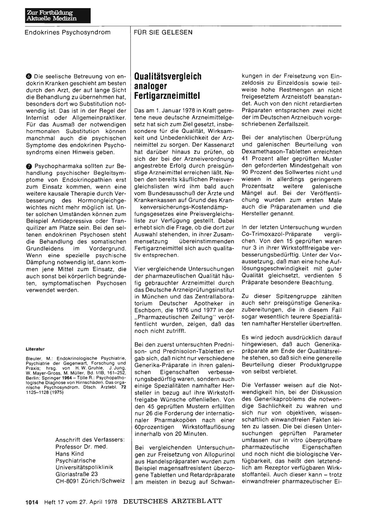 Vorschauseite 1: Qualitätsvergleich analoger Fertigarzneimittel