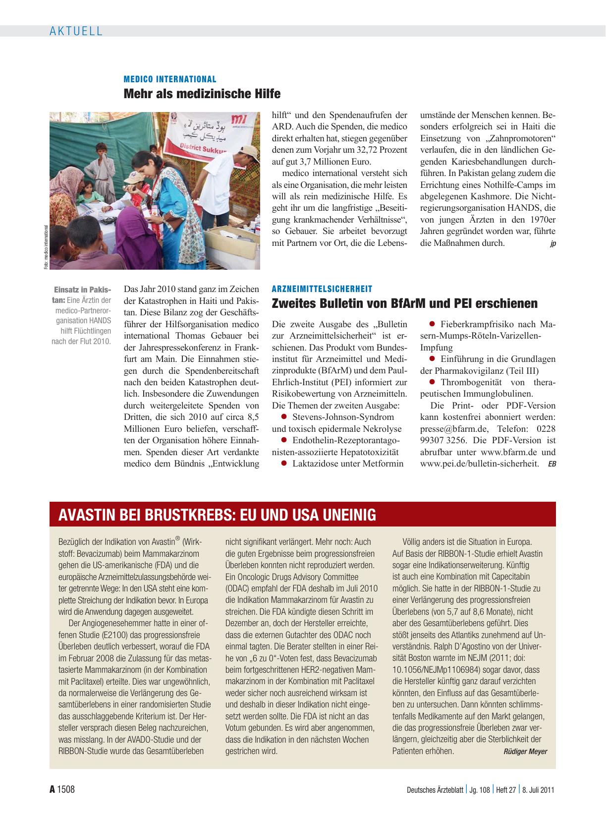 Vorschauseite 1: Arzneimittelsicherheit: Zweites Bulletin von BfArM und PEI erschienen