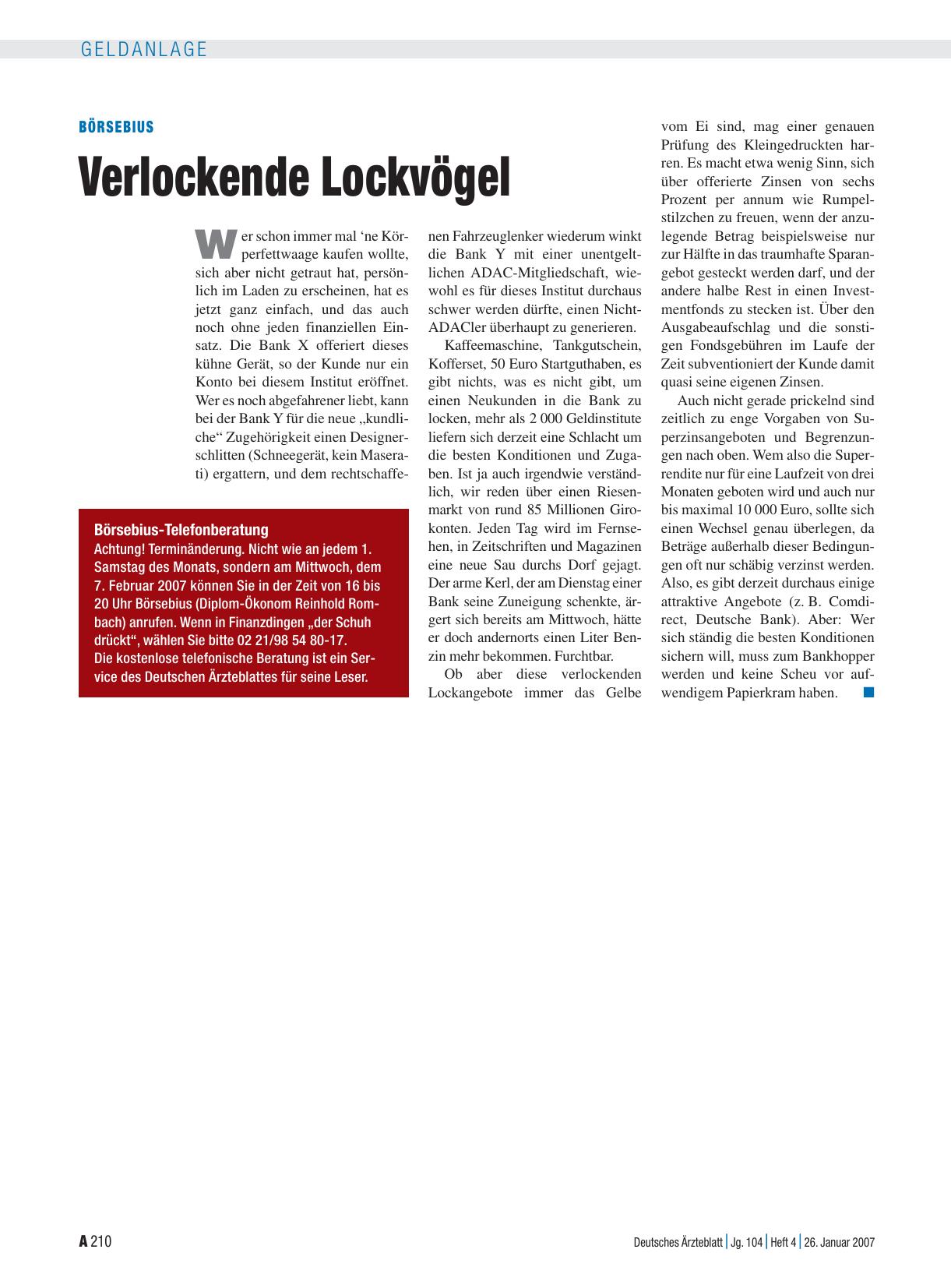 Vorschauseite 1: Börsebius: Verlockende Lockvögel