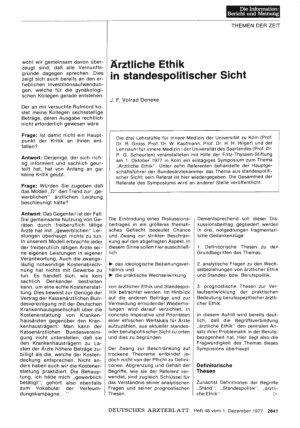 Vorschauseite 1: Ärztliche Ethik in standespolitischer Sicht