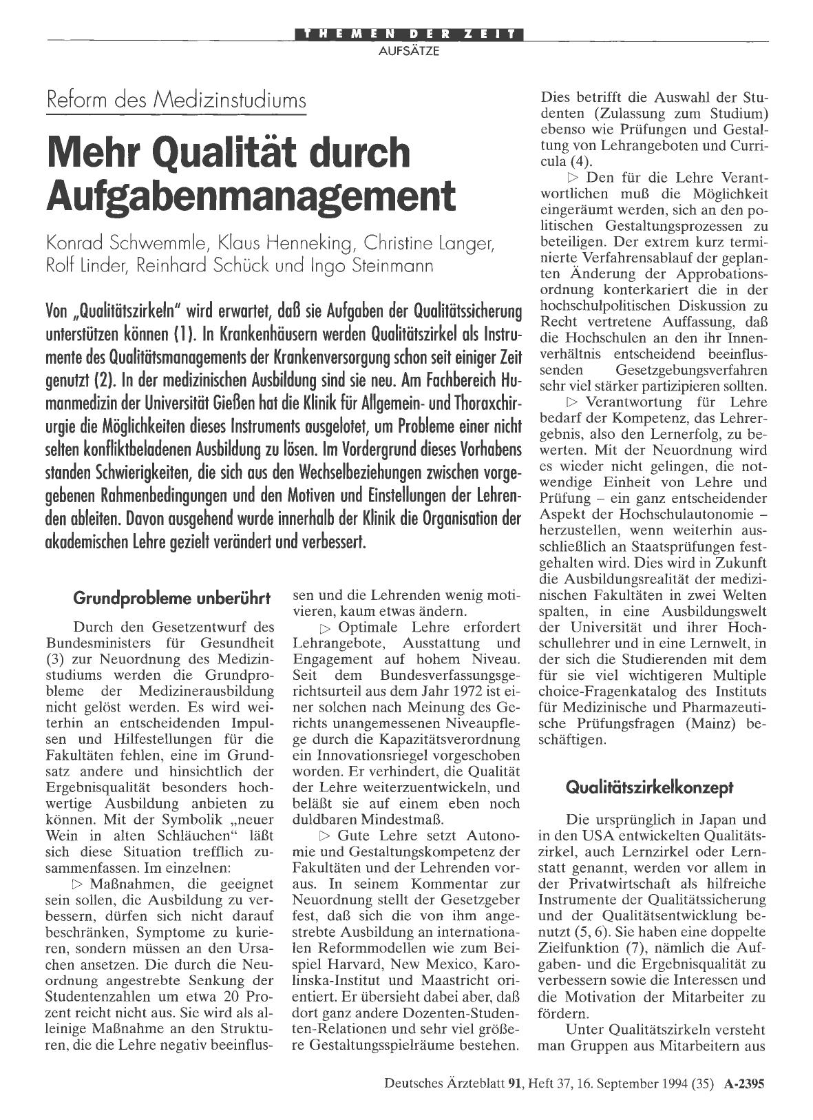 Vorschauseite 1: Reform des Medizinstudiums: Mehr Qualität durch Aufgabenmanagement