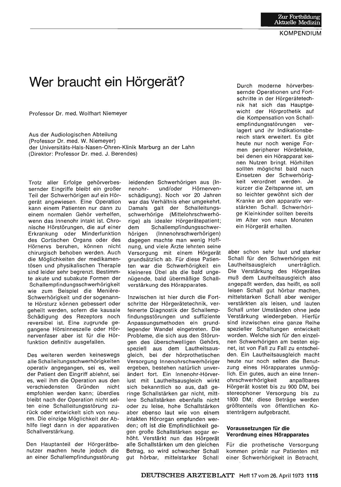 Vorschauseite 1: Wer braucht ein Hörgerät?