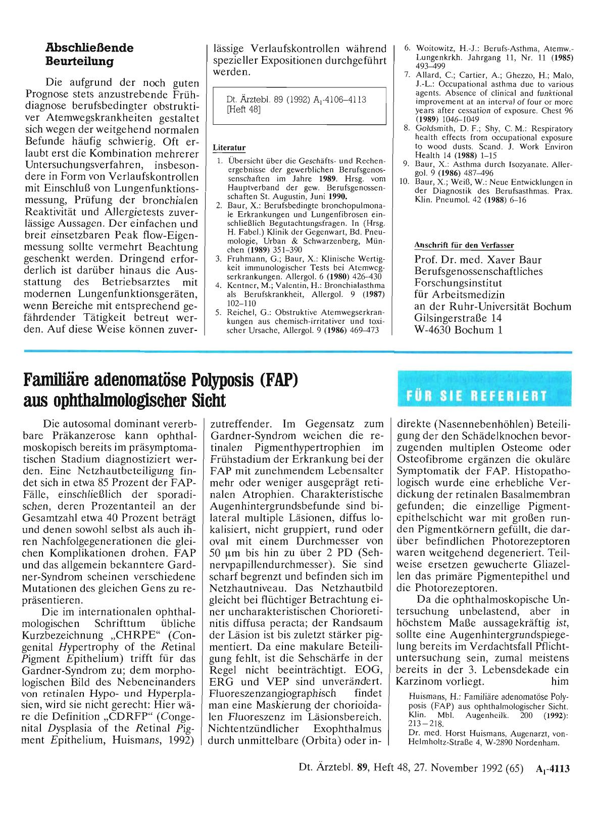 Vorschauseite 1: Familiäre adenomatöse Polyposis (FAP) aus ophthalmologischer Sicht