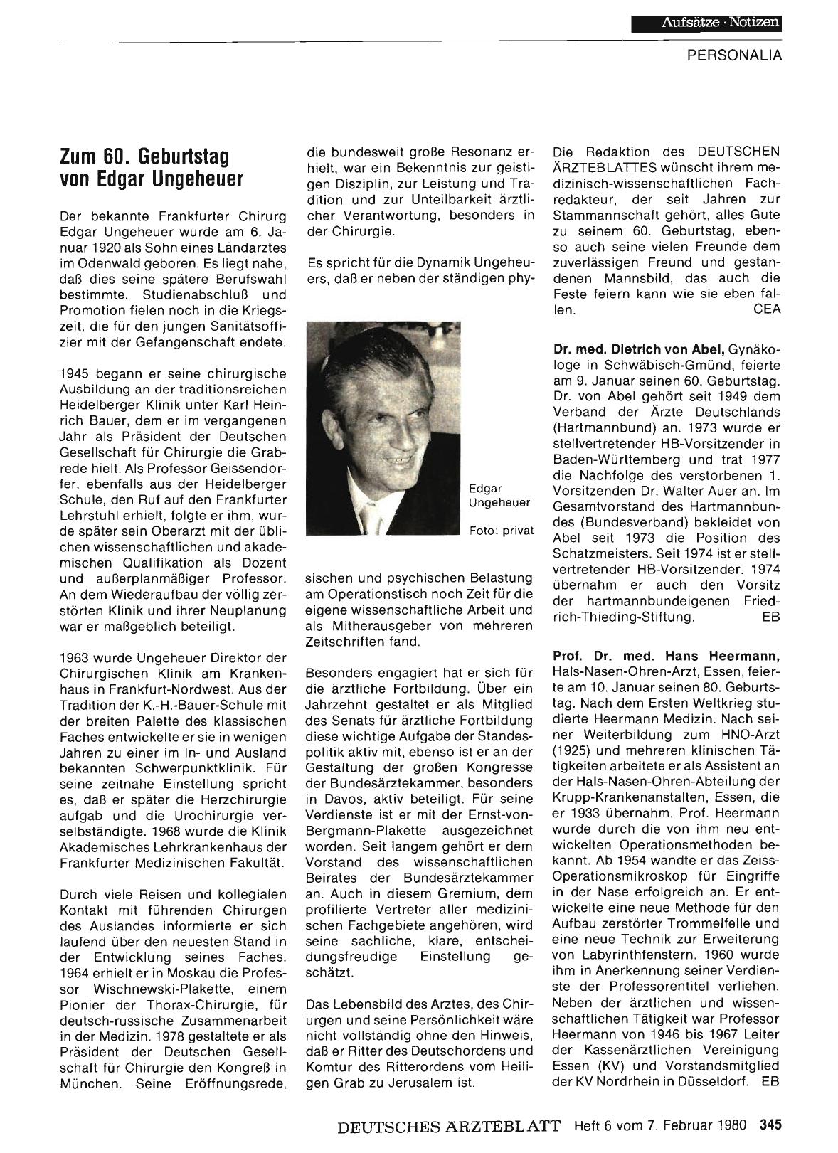 Vorschauseite 1: Zum 60. Geburtstag von Edgar Ungeheuer