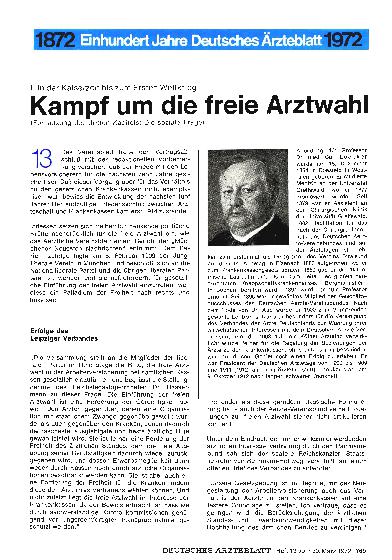 Vorschauseite 1: I. In der Kaiserzeit bis zum Ersten Weltkrieg: Kampf um die freie Arztwahl