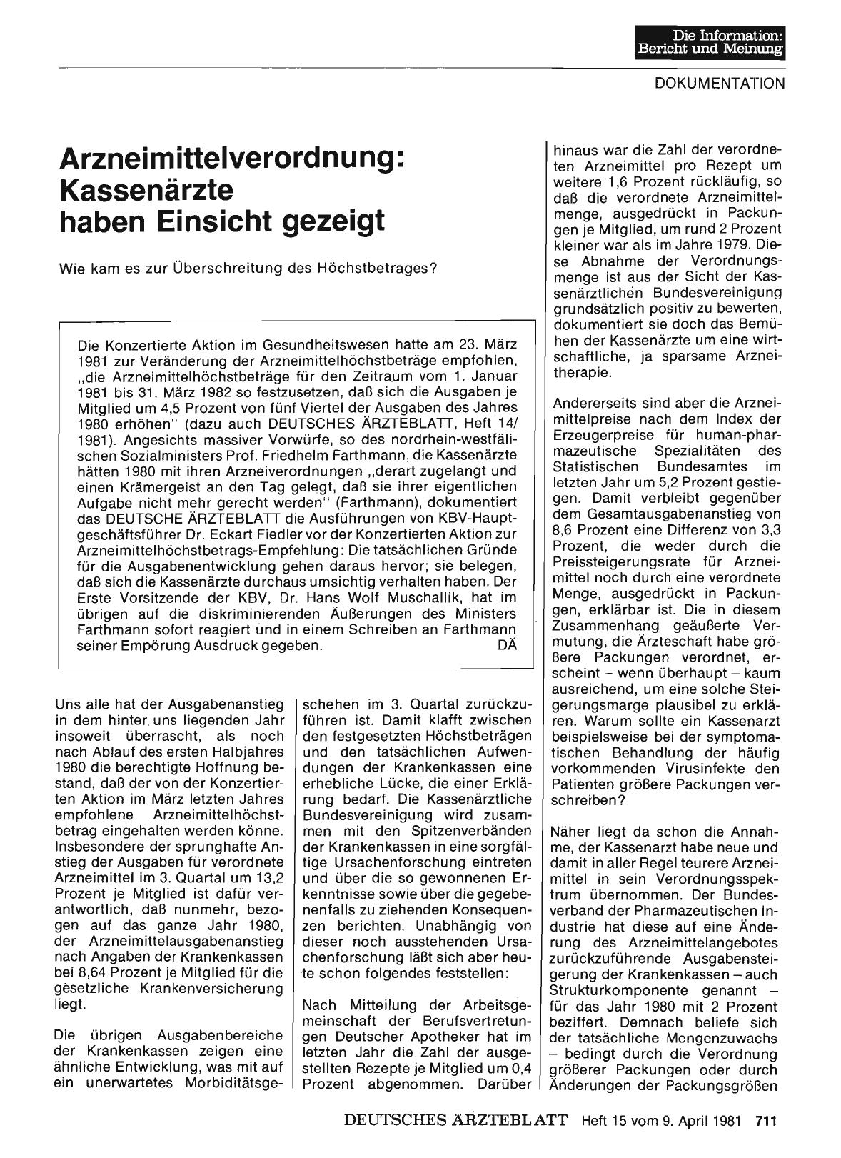 Vorschauseite 1: Arzneimittelverordnung: Kassenärzte haben Einsicht gezeigt