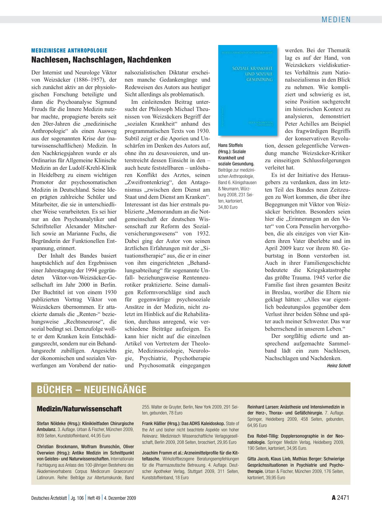 Vorschauseite 1: Medizinische Anthropologie: Nachlesen, Nachschlagen, Nachdenken