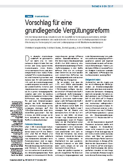 Vorschauseite 1: Krankenhäuser: Vorschlag für eine grundlegende Vergütungsreform