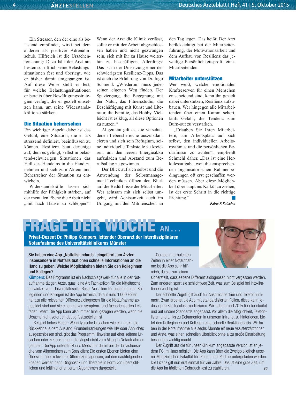 Vorschauseite 1: Frage der Woche an. .. Privat-Dozent Dr. Philipp Kümpers