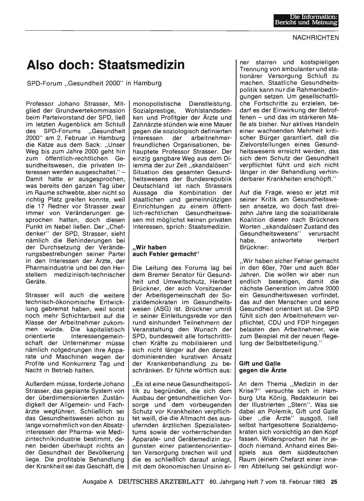 Vorschauseite 1: Also doch: Staatsmedizin